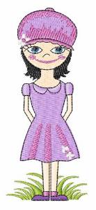 Picture of Girl in Purple Dress Machine Embroidery Design