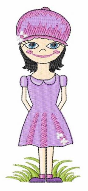 Picture of Girl in Purple Dress Machine Embroidery Design
