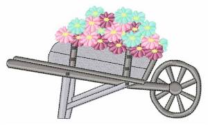 Picture of Flowers in Wheelbarrow Machine Embroidery Design