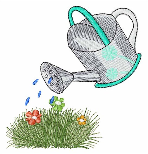 Watering Can & Flowers Machine Embroidery Design