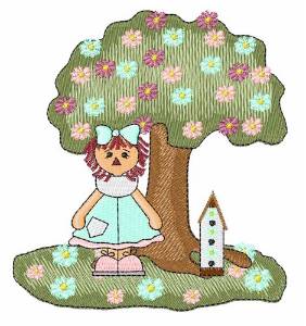 Picture of Raggedy Ann & Tree Machine Embroidery Design