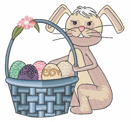 Easter Bunny & Basket Machine Embroidery Design