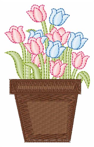 Pink & Blue Tulips Machine Embroidery Design