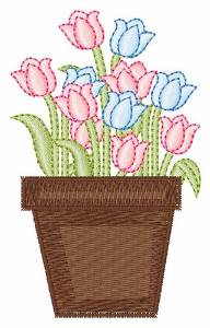 Picture of Pink & Blue Tulips Machine Embroidery Design