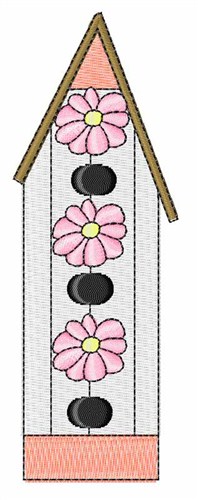 Pink & White Birdhouse Machine Embroidery Design