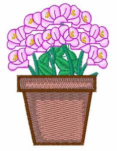 Picture of Pink Flowers in Pot Machine Embroidery Design