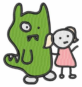 Picture of Monster & Girl Stick Figure Machine Embroidery Design
