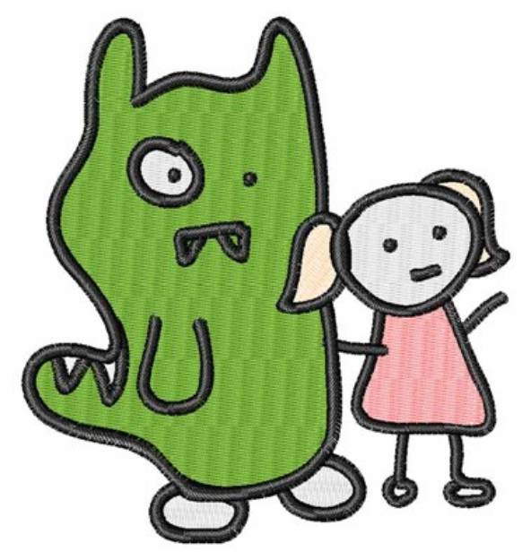Picture of Monster & Girl Stick Figure Machine Embroidery Design