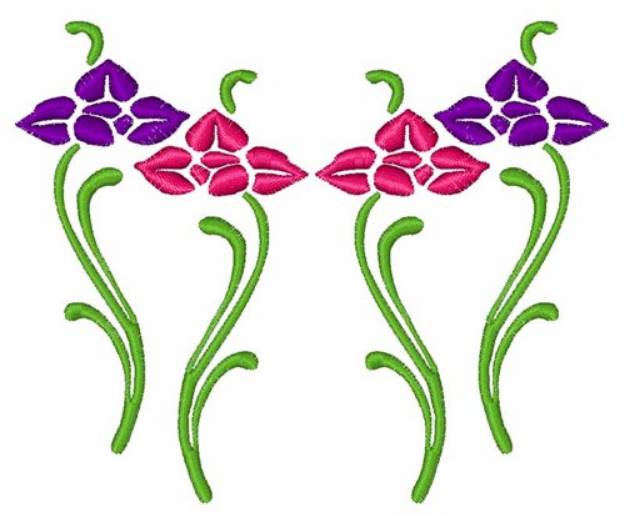 Picture of Pink & Purple Flowers Machine Embroidery Design