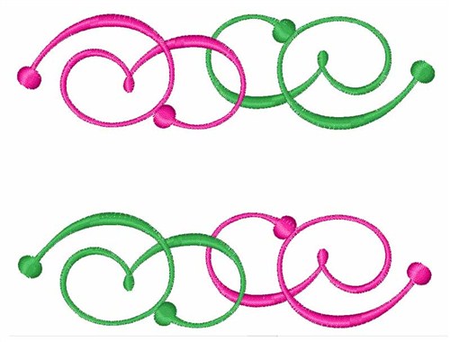 Green & Pink Swirls Machine Embroidery Design