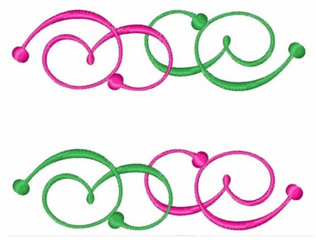 Picture of Green & Pink Swirls Machine Embroidery Design