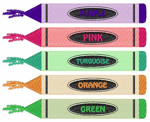 Colorful Crayons Machine Embroidery Design