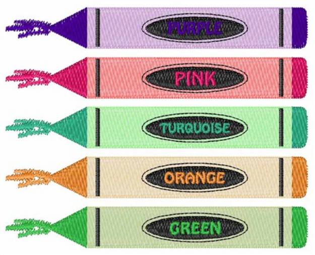 Picture of Colorful Crayons Machine Embroidery Design