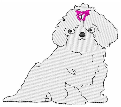 Puppy With Bow Machine Embroidery Design