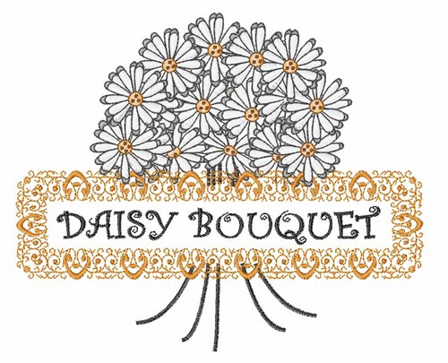 Daisy Bouquet Frame Machine Embroidery Design