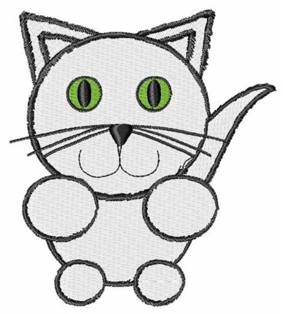 Picture of White Kitty Cat Machine Embroidery Design