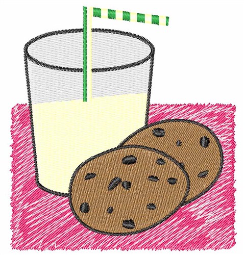 Milk and Cookies Machine Embroidery Design