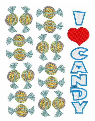 I Love Candy Machine Embroidery Design