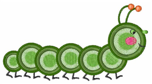 Green Caterpillar Machine Embroidery Design
