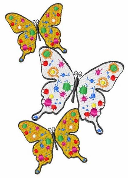 Picture of Paint Splatter Butterflies Machine Embroidery Design