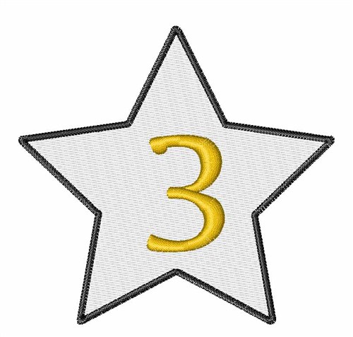 Star Number 3 Machine Embroidery Design