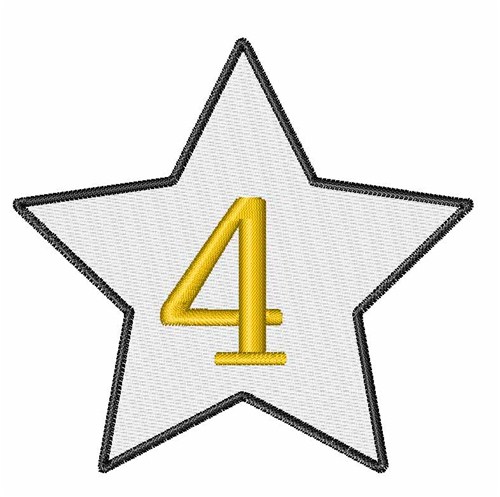 Star Number 4 Machine Embroidery Design