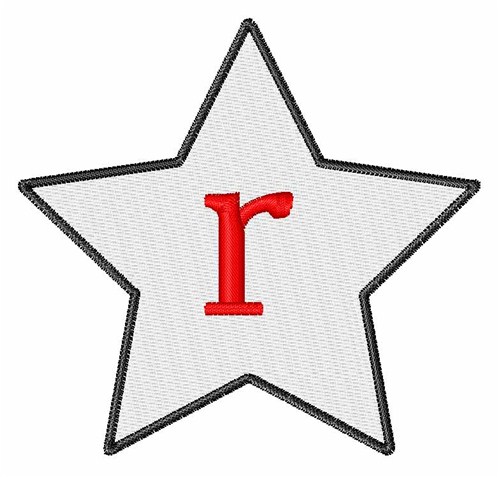 Star Font Lowercase r Machine Embroidery Design
