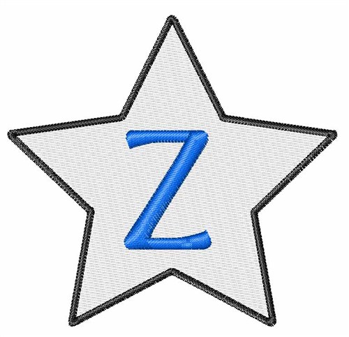 Star Font Uppercase Z Machine Embroidery Design