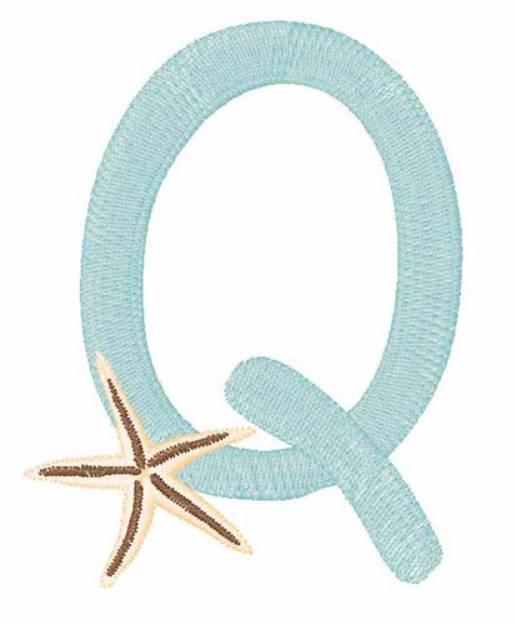 Picture of Seashell Font Uppercase Q Machine Embroidery Design