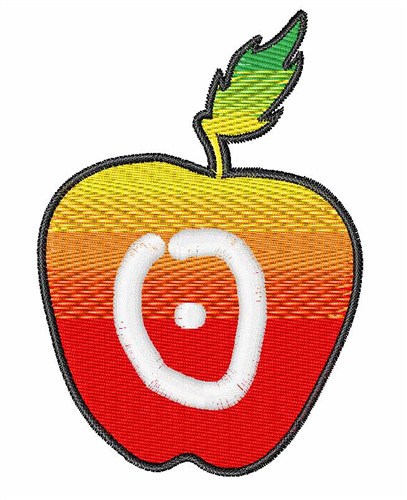 Apple Number 0 Machine Embroidery Design