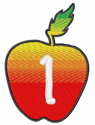 Apple Number 1 Machine Embroidery Design