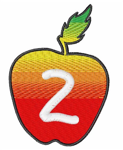 Apple Number 2 Machine Embroidery Design