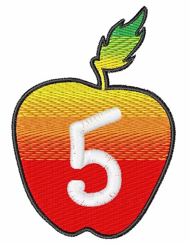 Apple Number 5 Machine Embroidery Design