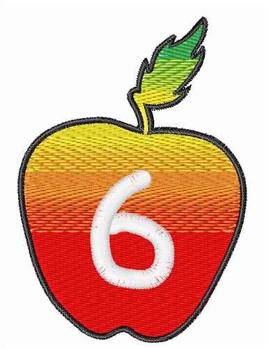 Apple Number 6 Machine Embroidery Design