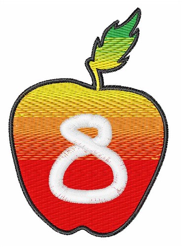 Apple Number 8 Machine Embroidery Design