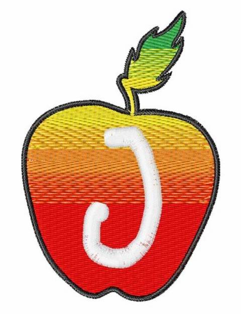 Picture of Apple Font Uppercase J Machine Embroidery Design