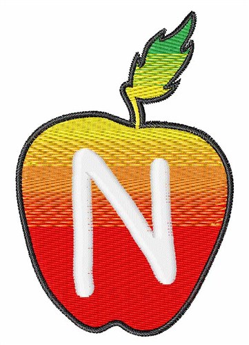 Apple Font Uppercase N Machine Embroidery Design