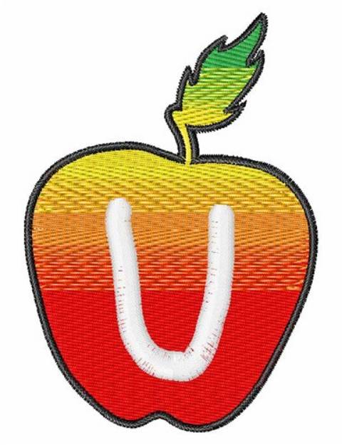 Picture of Apple Font Uppercase U Machine Embroidery Design