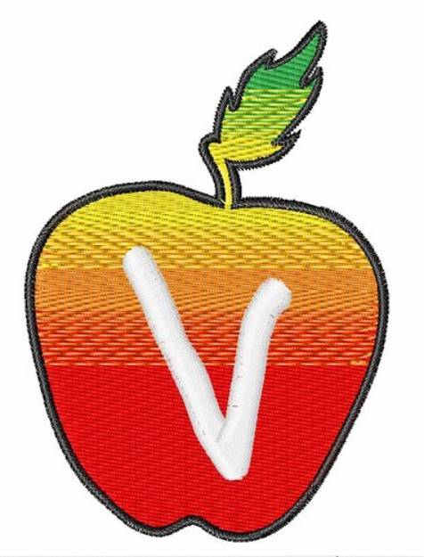 Picture of Apple Font Uppercase V Machine Embroidery Design