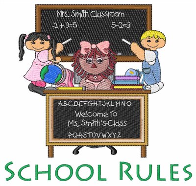 School Rules Machine Embroidery Design