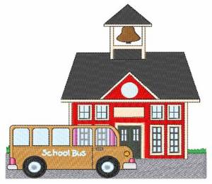 Picture of School and Bus Machine Embroidery Design