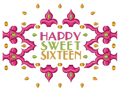 Sweet Sixteen Machine Embroidery Design