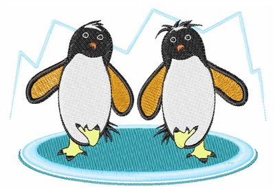 Penguins on Ice Machine Embroidery Design
