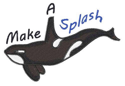 Orca Whale Splash Machine Embroidery Design