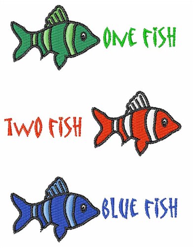 One Two Blue Fish Machine Embroidery Design