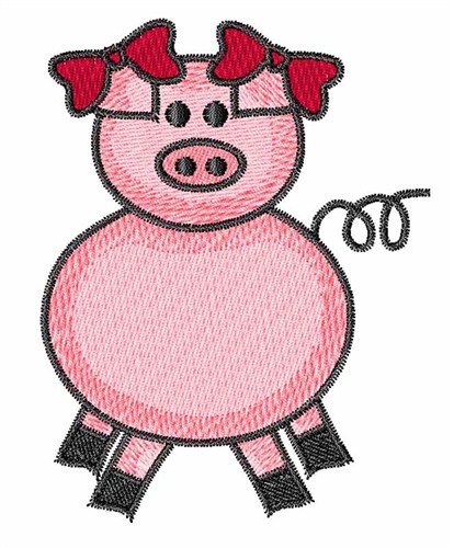 Cartoon Pig Machine Embroidery Design