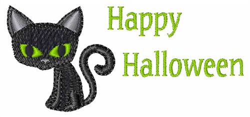 Happy Halloween Cat Machine Embroidery Design