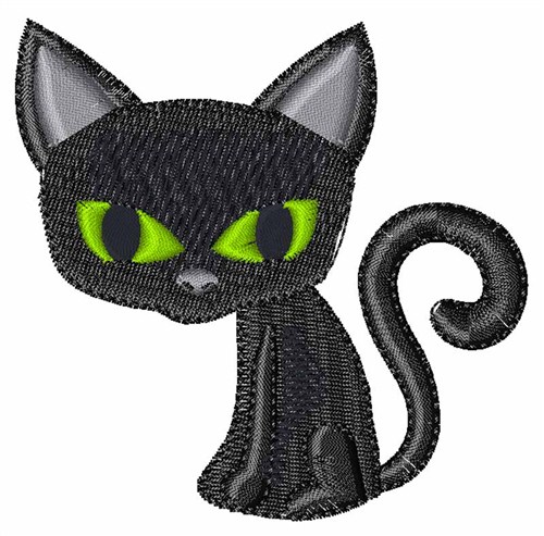 Cartoon Black Cat Machine Embroidery Design