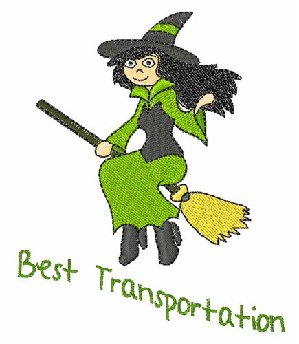 Transportation Witch Machine Embroidery Design