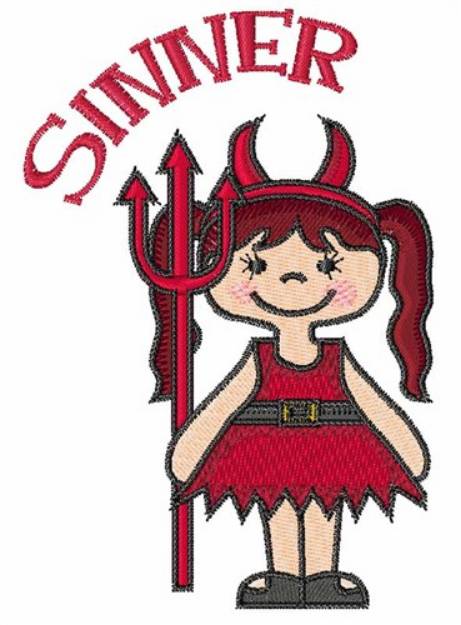 Picture of Girl Sinner Devil Machine Embroidery Design